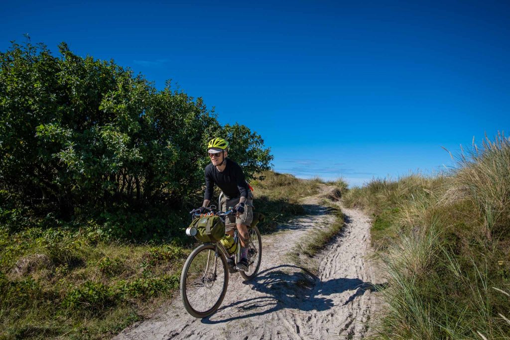 Alex Buck, Pelago Ambassador on a Bikepacking trip in Denmark.